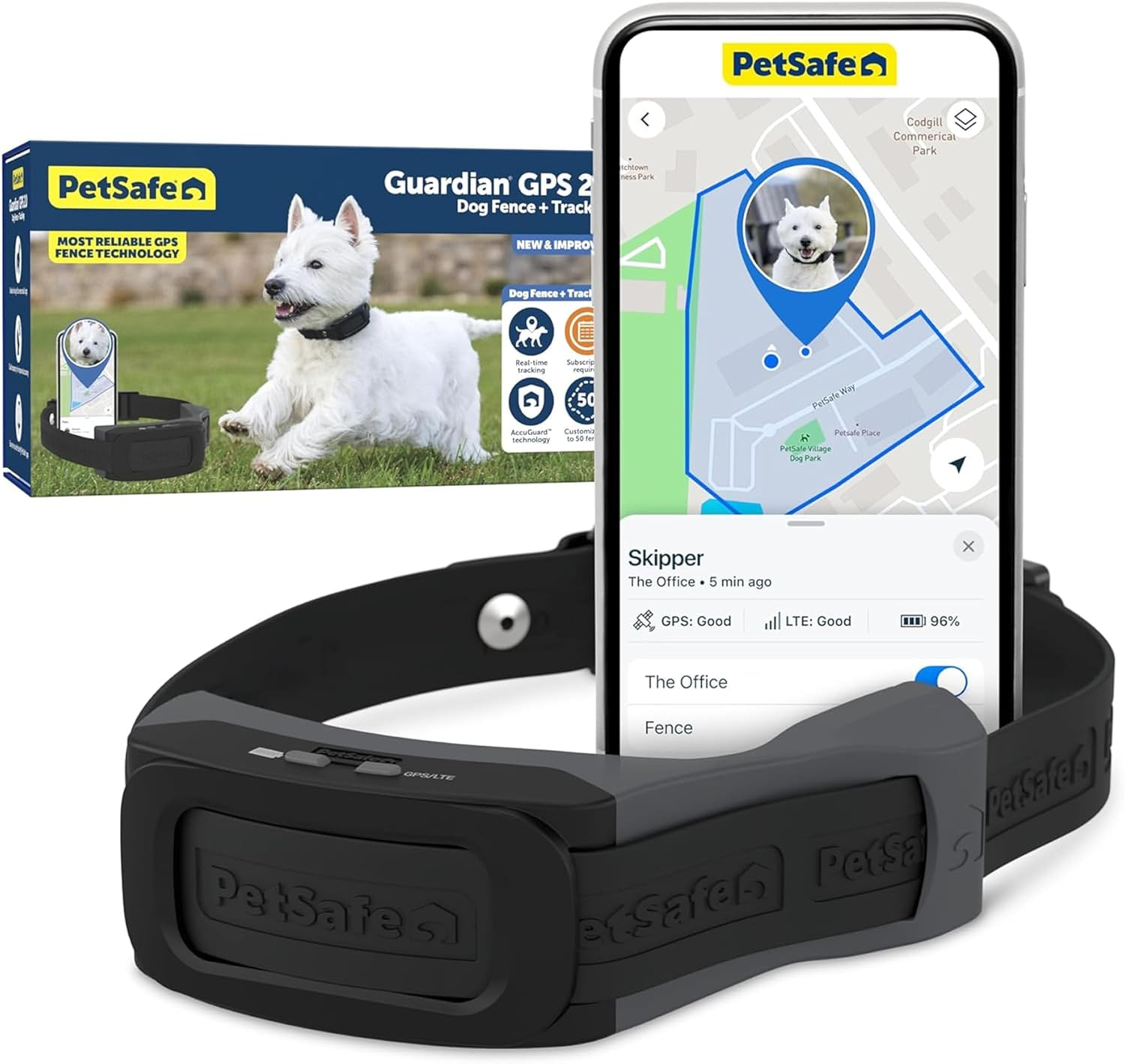 Guardian GPS 2.0 Dog Fence + Tracking - Wireless GPS Dog Fence - Real-Time Tracking - Custom Boundaries System - Waterproof Collar - Comfortable Fit