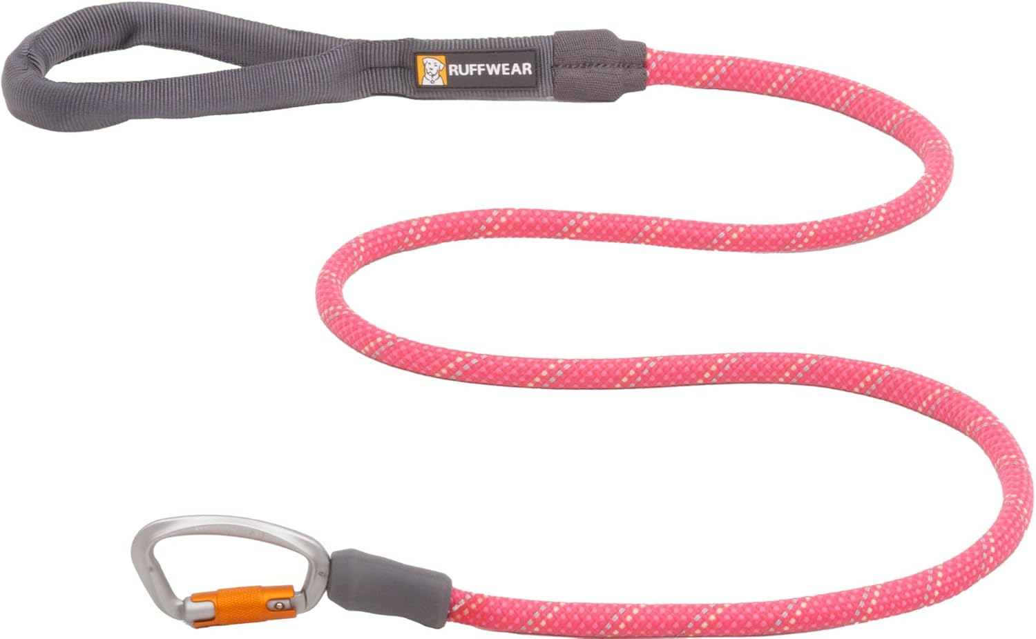 , Knot‑A‑Leash, Climbing‑Inspired Rope Leash, 5 Ft Reflective Rope, Secure Auto‑Locking Swivel Carabiner, Tubular Handle, Accessory Loop for Pick‑Up Bags, Pink, Large