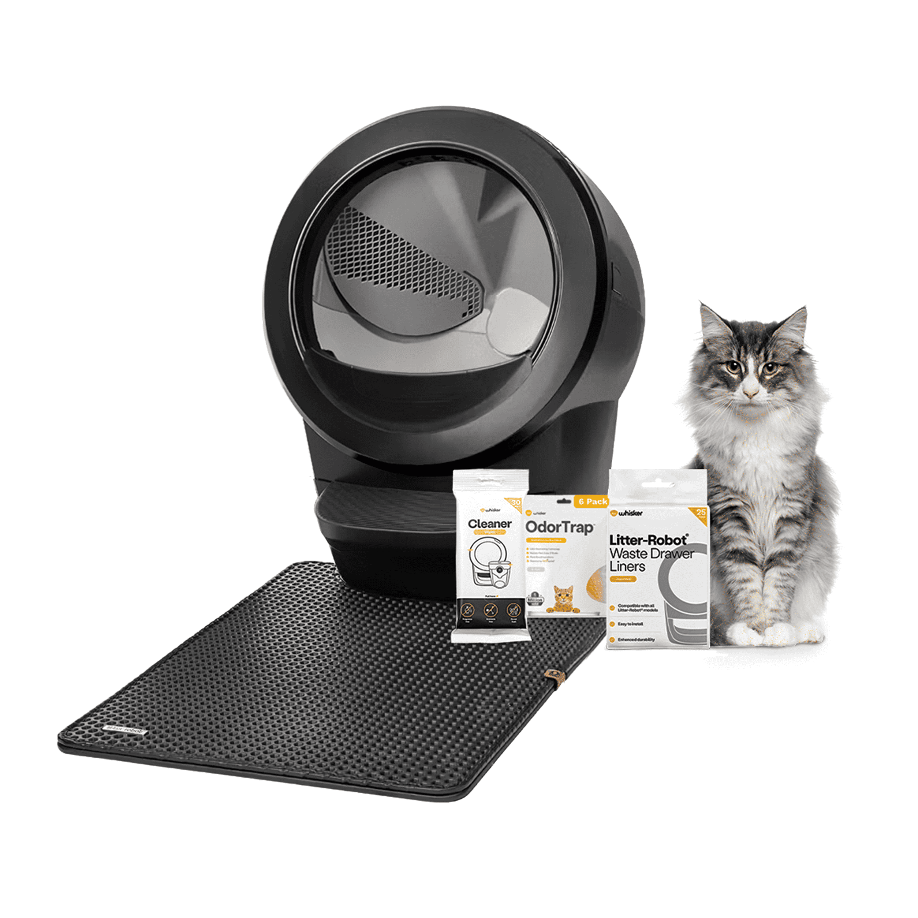 Litter-Robot 4 Core Bundle, Self-Cleaning Cat Litter Box with Accessories, Black