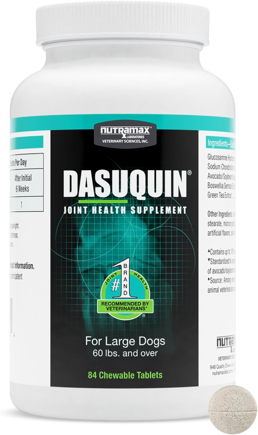 Nutramax Dasuquin for Large Dogs, Joint Health Supplement, Contains Glucosamine for Dogs, plus Chondroitin, ASU, MSM and More, Supports Healthy Joints, Chewable Tablets, 84 Count