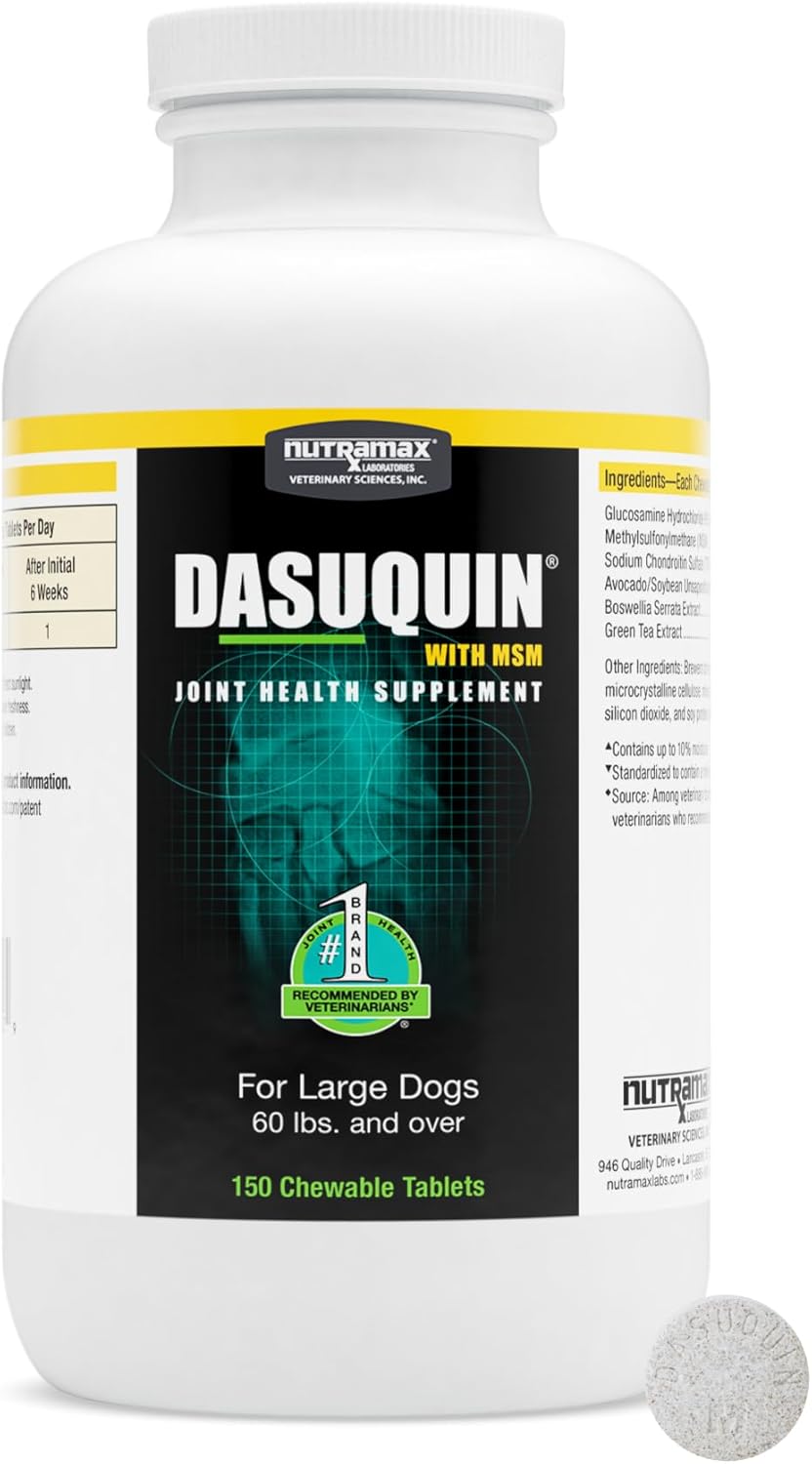 Nutramax Dasuquin for Large Dogs, Joint Health Supplement, Contains Glucosamine for Dogs, plus Chondroitin, ASU, MSM and More, Supports Healthy Joints, Chewable Tablets, 84 Count