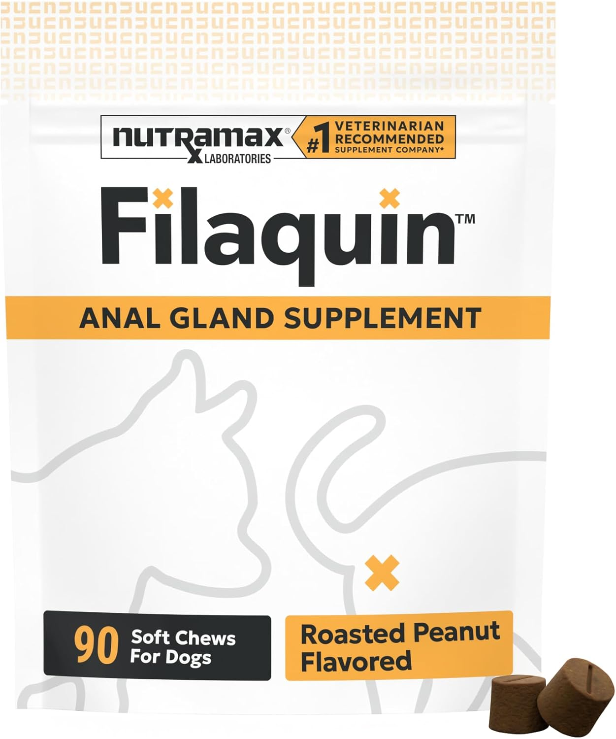 Nutramax Filaquin Anal Gland Supplement for Dogs, from the Same Company as Cosequin & Proviable, with Pre & Postbiotics and Psyllium Husk Fiber to Support Anal Gland Health, 90 Count Soft Chews