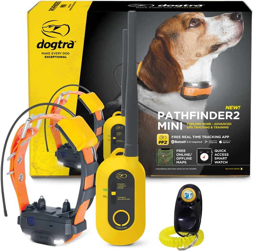Pathfinder 2 - Hunting Ecollar GPS Dog Training Collar with Remote, 9 Mile Range, Tracking & Containment for Medium & Large Dog Breeds, Electric GEO Fence Tracker, Stimulation, Vibration, Tone