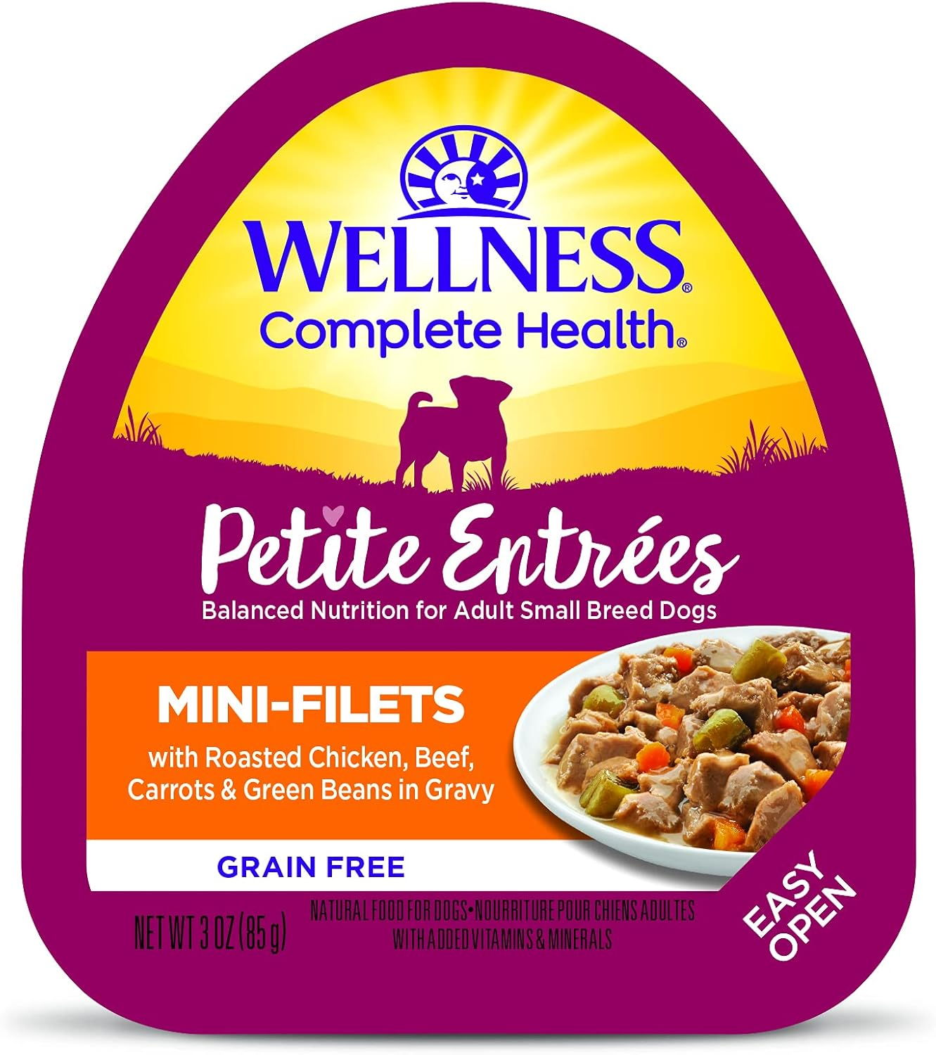 Petite Entrees Mini Fillets Natural Wet Small Breed Dog Food, Roasted Chicken, Beef, Carrots & Green Beans, 3-Ounce Cup (Pack of 24)