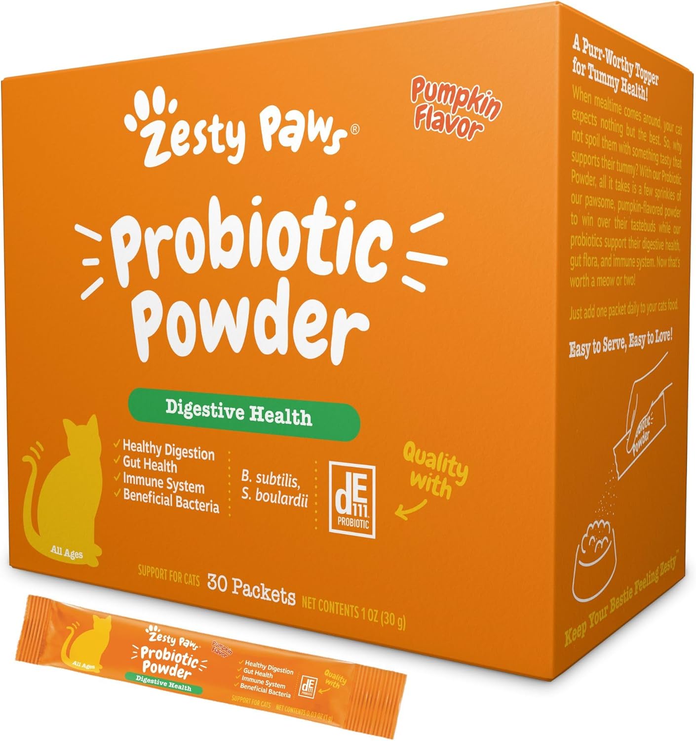 Probiotic Bites for Cats - Gut Flora & Immune System Support - Cat Supplement with DE111 Bacillus Subtilis - Pet Soft Chews with Probiotics & Prebiotics for Digestive Health - 60 Count