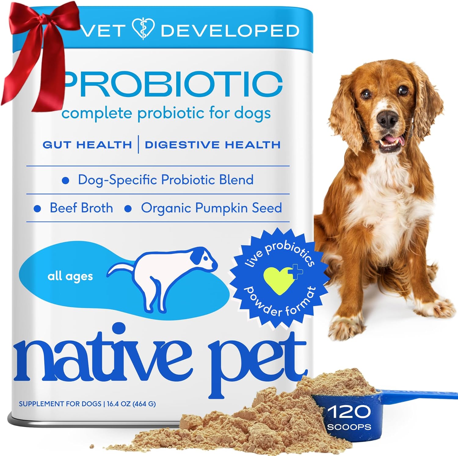 Probiotics for Dogs - Dog Probiotics Powder for Digestive Health, Gut Support, & Immune Boost – Vet-Formulated Powder for Maximum Potency with Digestive Enzymes & Prebiotics - 30 Scoops