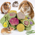 Rabbit Toys Bunny/Guinea Pig Toys Natural Timothy Hay Hamster for Teeth Handmade Chews and Treats Apple Wood Sticks Chinchilla Rat
