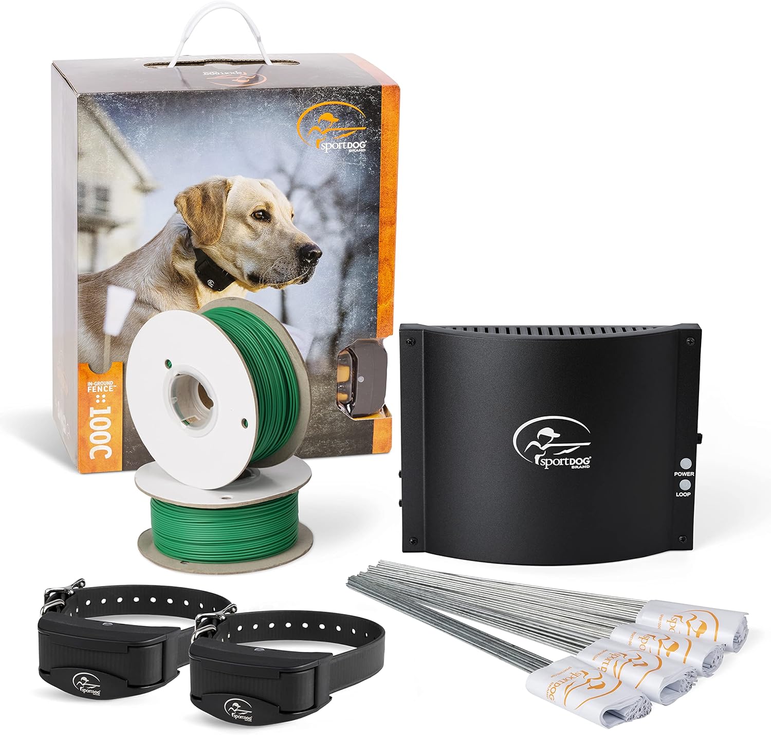 Rechargeable In-Ground Fence System - Creates Secure Play Area - Electric Fence for Dogs - Waterproof Collar - Long-Lasting System - Expandable Design