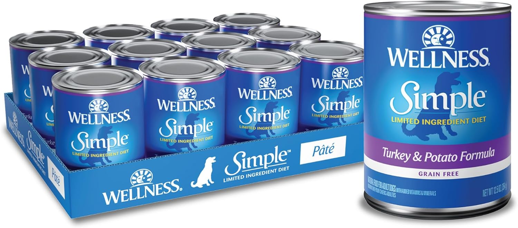 Simple Natural Wet Canned Limited Ingredient Dog Food, Turkey & Potato, 12.5-Ounce Can (Pack of 12)
