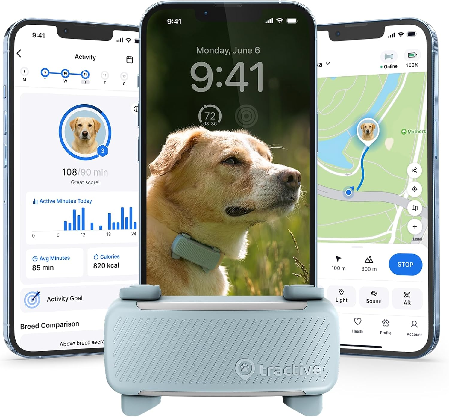 Smart Dog GPS Tracker | Live Pet Tracker with Virtual Fence | Vital Signs Monitoring of Heart & Respiratory Rate | Bark Monitoring | Dog Collar Attachment (Mint)