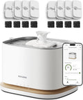 Upgrade Cat Water Fountain, Cordless Cat Fountain Battery Operated, App Monitoring 3L/101Oz Dockstream 2 Pet Water Fountain with Stainless Steel Tray, 5Ghz Wifi Dog Water Bowl Dispenser