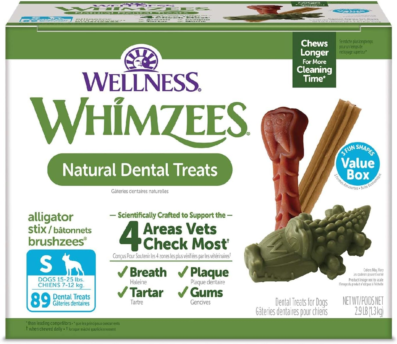 Wellness Value Box Dog Dental Treats, Natural Chews, Small Size, (89 Count)