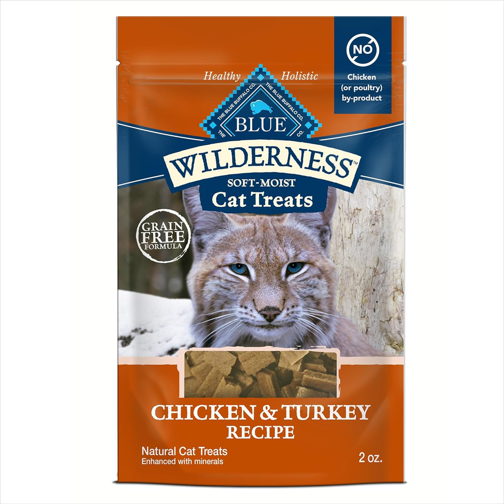 Wilderness Soft Cat Treats, Grain-Free and Protein-Rich, Great for Training, Chicken & Turkey Recipe, 2-Oz. Bag