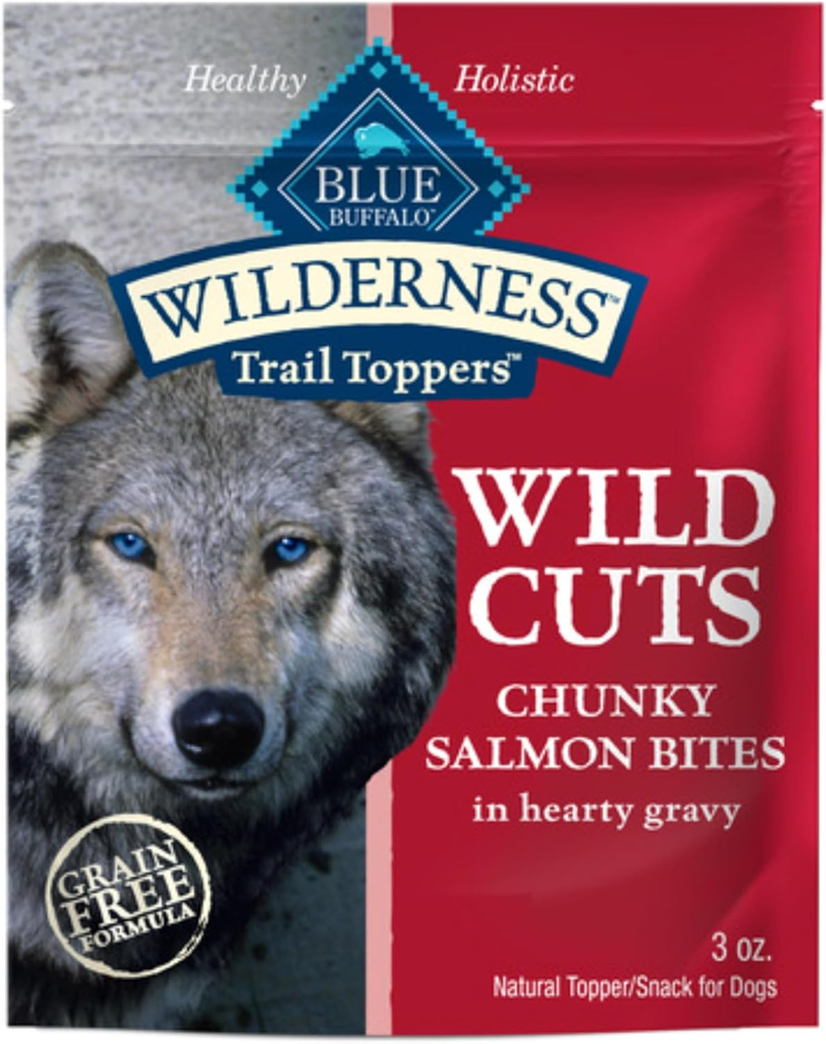 Wilderness Trail Toppers Wild Cuts Natural High-Protein Dog Wet Food, Salmon Bites in Hearty Gravy, 3-Oz Pouch, 24 Count