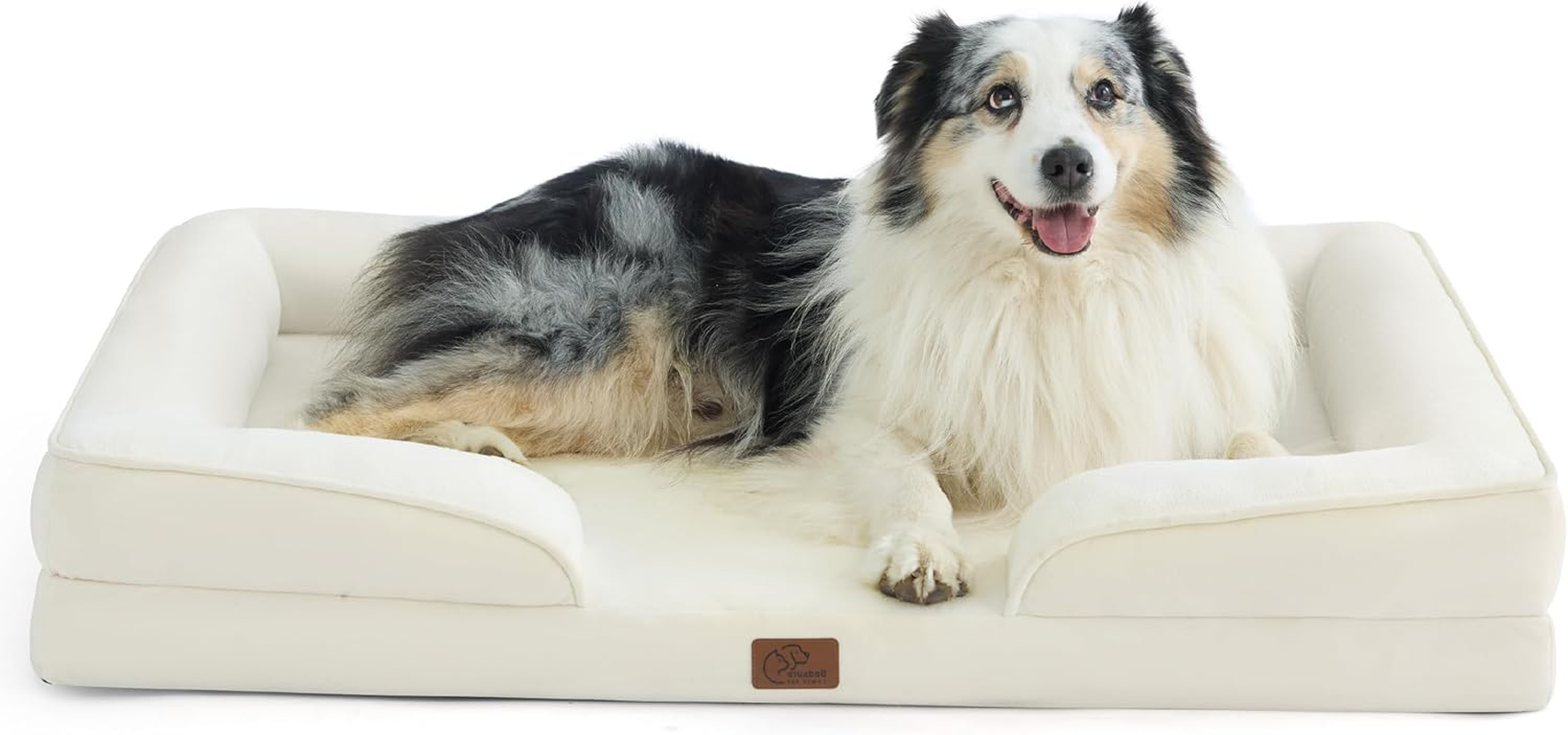 XL Orthopedic Dog Bed for Extra Large Dogs - Washable Xlarge Dog Cat Bed Waterproof, Comfort Dogs Couch Sofa with Washable Removable Cover, Pet Bed with Nonskid Bottom, Ivory, 42"