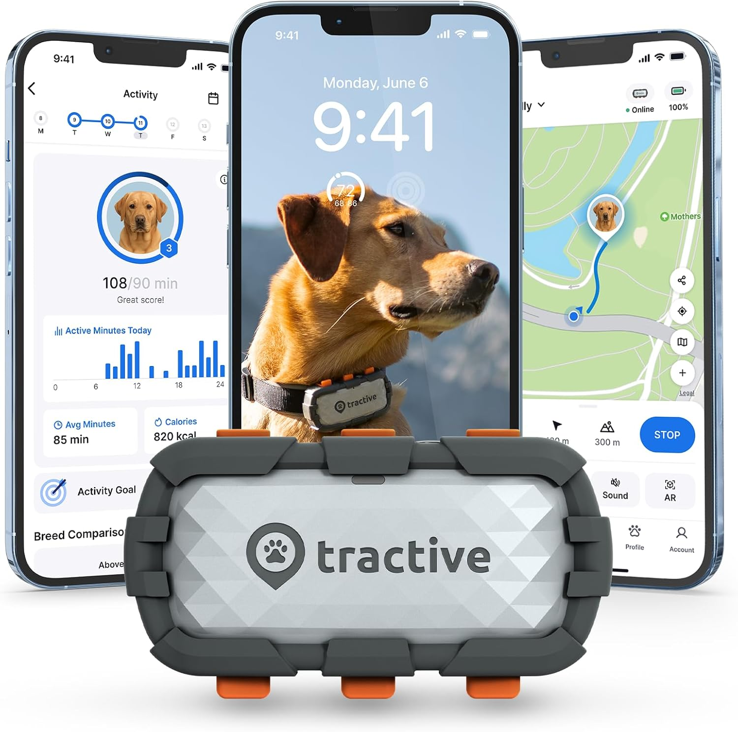 XL Smart Dog GPS Tracker | Live Pet Tracker with Virtual Fence | Vital Signs Monitoring of Heart & Respiratory Rate | up to 1-Month Battery Life | Dog Collar Attachment (Adventure Edition)