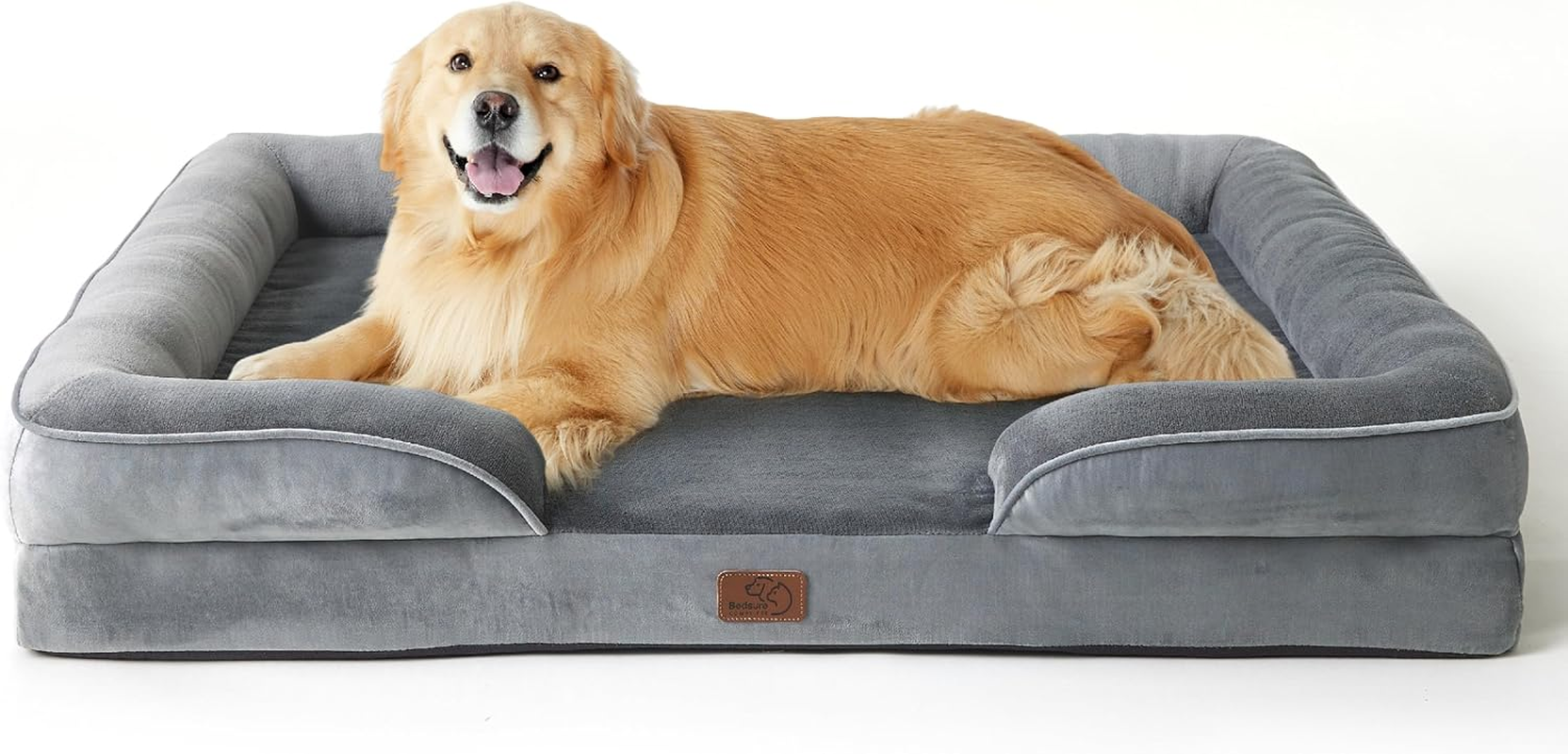 XL plus Orthopedic Dog Bed for Extra Large Dogs - Washable Xlarge Dog Cat Bed Waterproof, Comfort Dogs Couch Sofa with Washable Removable Cover, Pet Bed with Nonskid Bottom, Grey, 48"