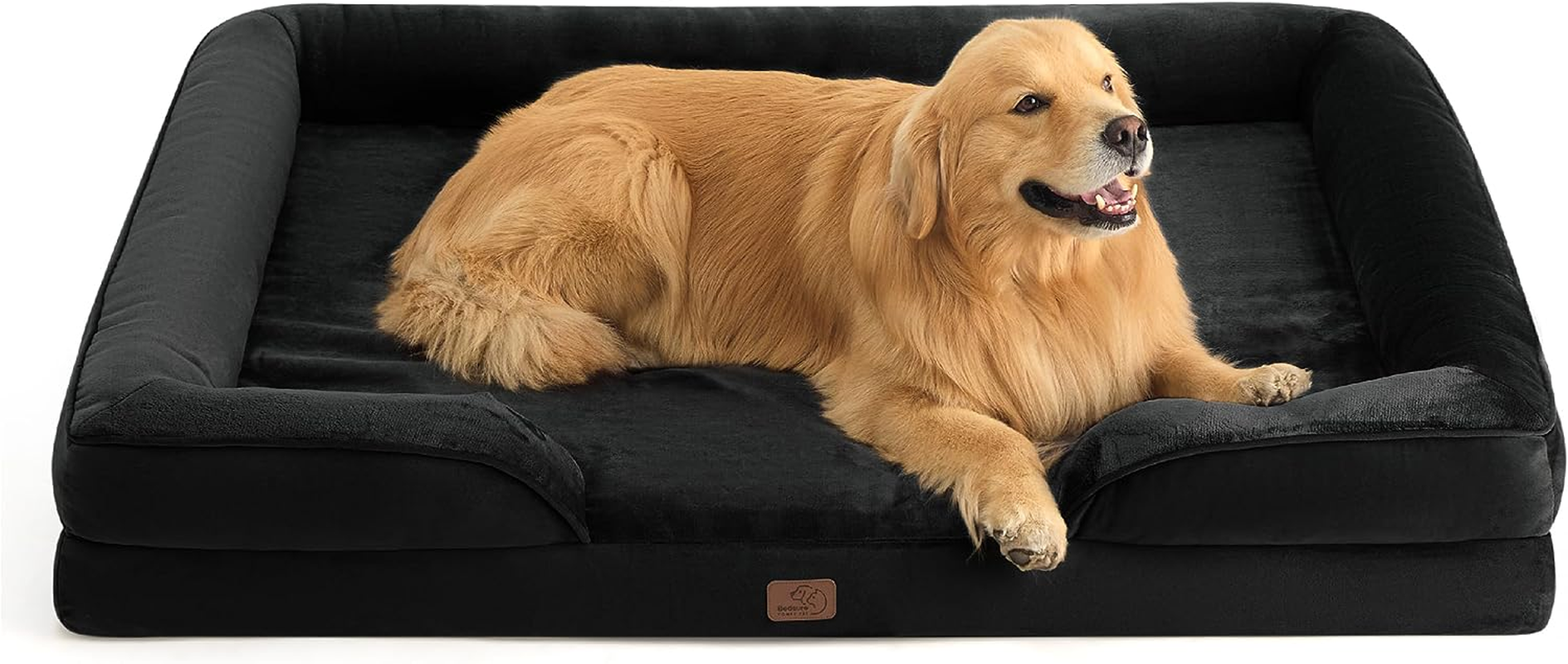 XXL Orthopedic Dog Bed for Extra Large Dogs - Washable Giant Dog Cat Bed Waterproof, Comfort Dogs Couch Sofa with Washable Removable Cover, Pet Bed with Nonskid Bottom, Black, 52"