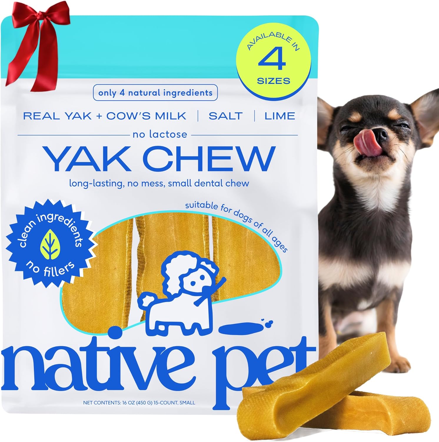 Yak Cheese Himalayan Dog Chews - Long Lasting Dental Sticks for Medium Breeds – 100% All Natural Himalayan Yak Chews for Medium Dogs – Cheese Bone for Aggressive Chewers - 3 per Pack