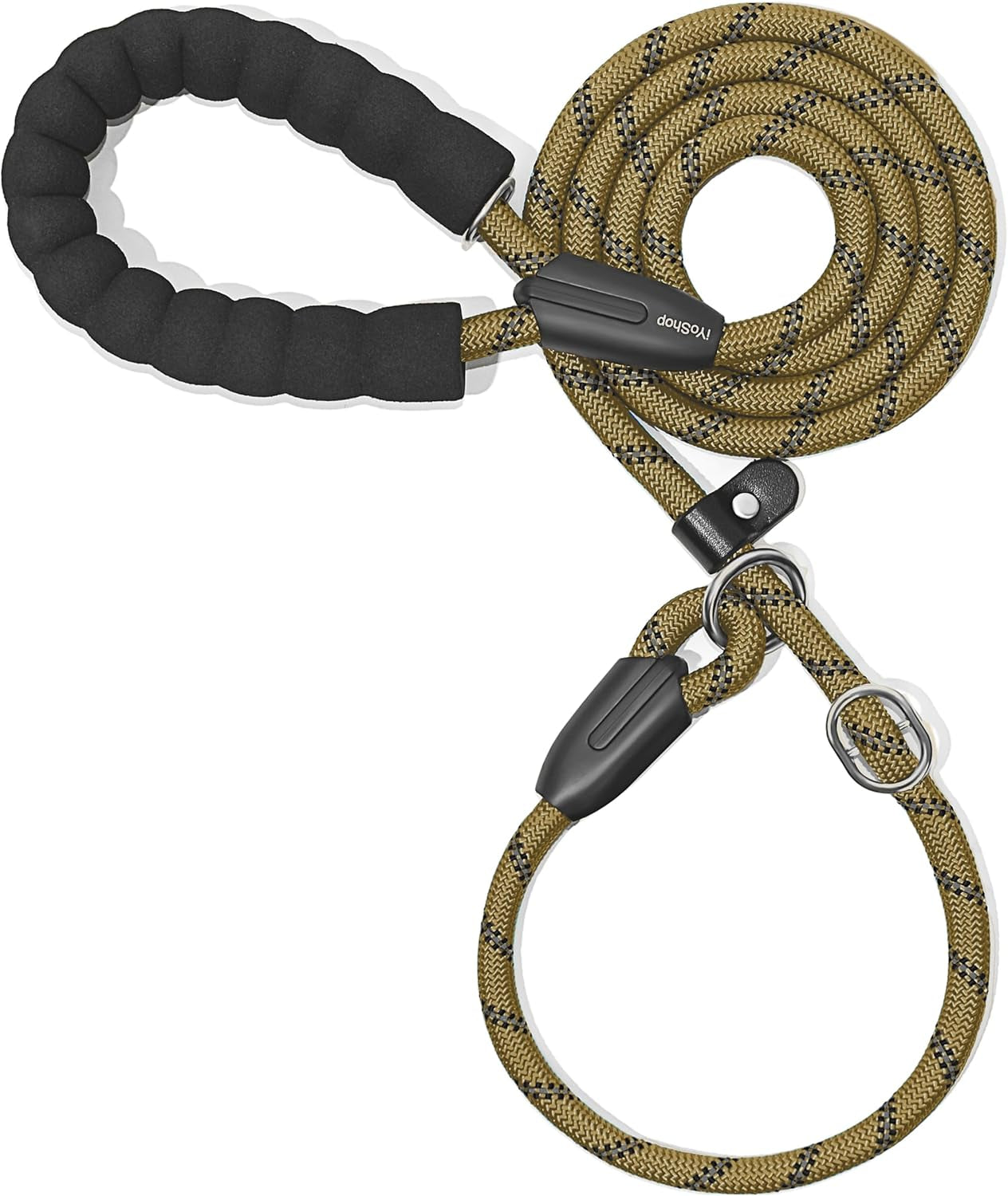 Durable Slip Lead Dog Leash with Padded Handle and Highly Reflective Threads, No Pull Dog Training Leash, (1/2" X 6 FT, Khaki)