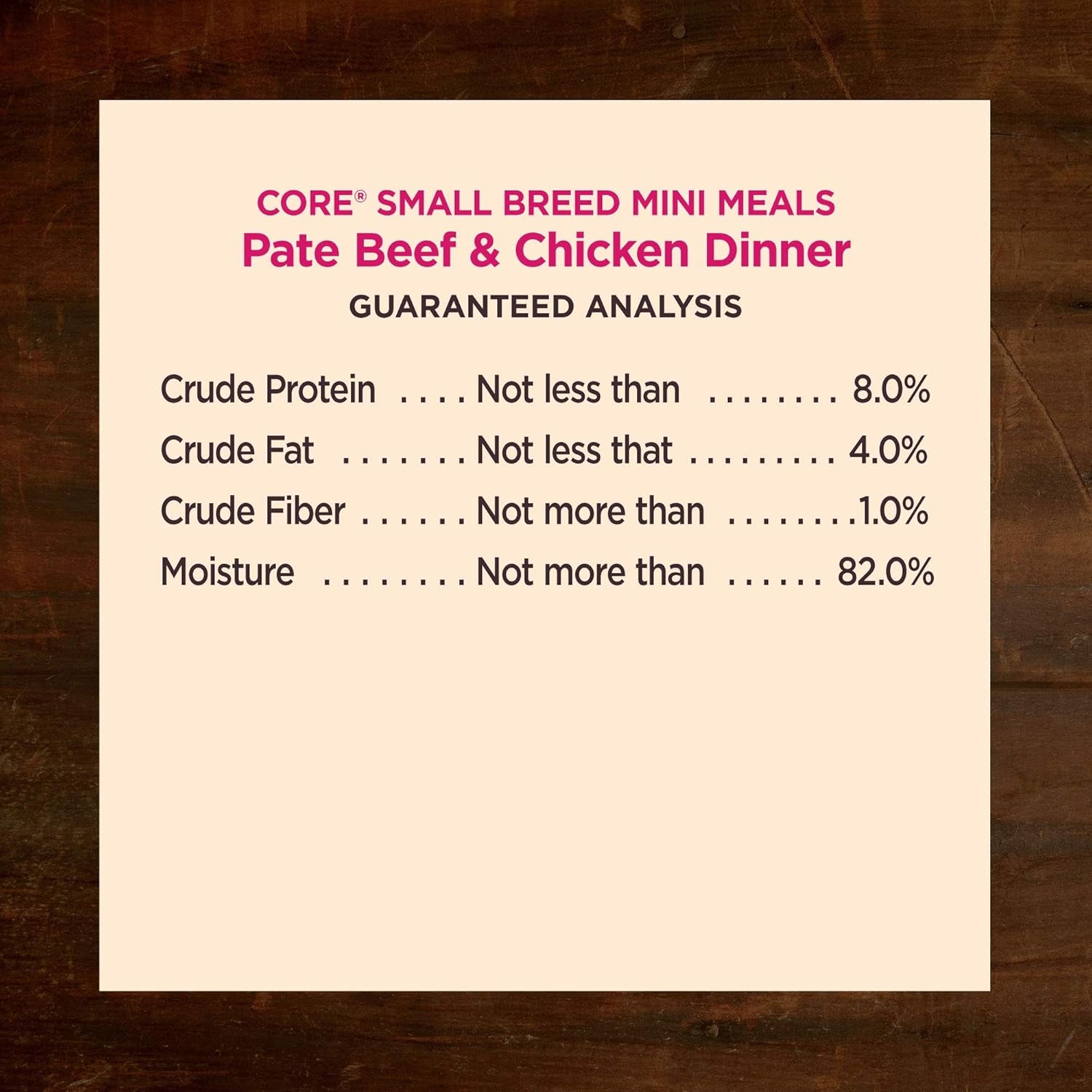 CORE Natural Grain Free Small Breed Mini Meals Wet Dog Food, Pate Beef & Chicken Dinner, 3-Ounce Pouch (Pack of 12)