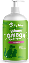 Salmon Omega Oil Hemp for Dogs and Cats with Wild Alaskan Salmon Oil Omega 3 and 6 Fatty Acids with EPA DHA for Pets Supports Normal Skin Moisture and Immune System Function 32Oz