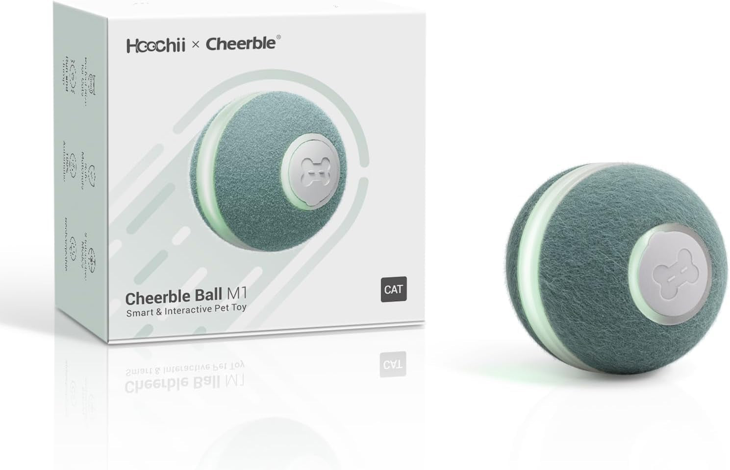 Interactive Cat Ball Toy, Automatic Moving Ball Puzzle Toy for Indoor Cat Kitten, Smart Anti-Depression Pet Toy Fun Gift with Light (Green)