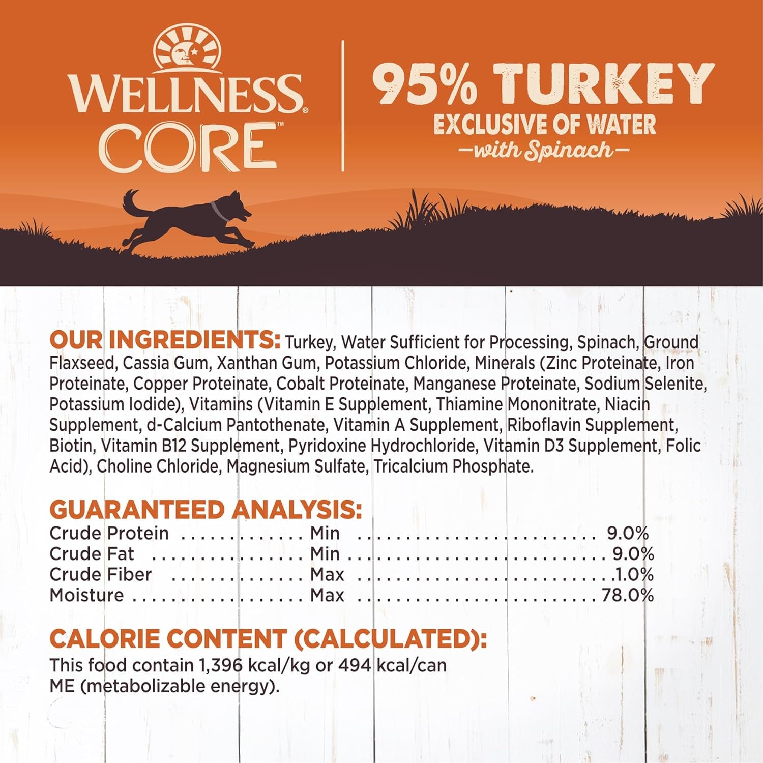 CORE 95% Natural Wet Grain Free Canned Dog Food, Turkey & Spinach,12.5-Ounce Can (Pack of 12)