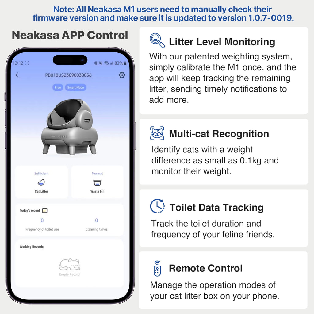 M1 Self-Cleaning Automatic Cat Litter Box with Sensor, 7.17L, Odor-Free Waste Disposal, Includes Trash Bags