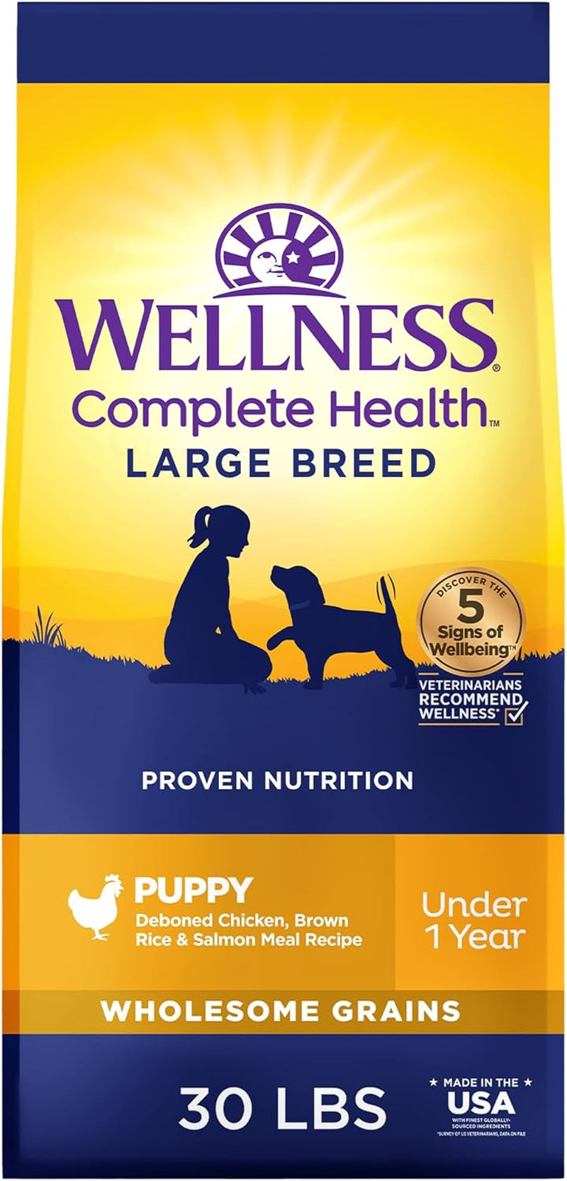 Natural Pet Food Complete Health Natural Dry Large Breed Puppy Food, Chicken, Salmon & Rice, 30-Pound Bag