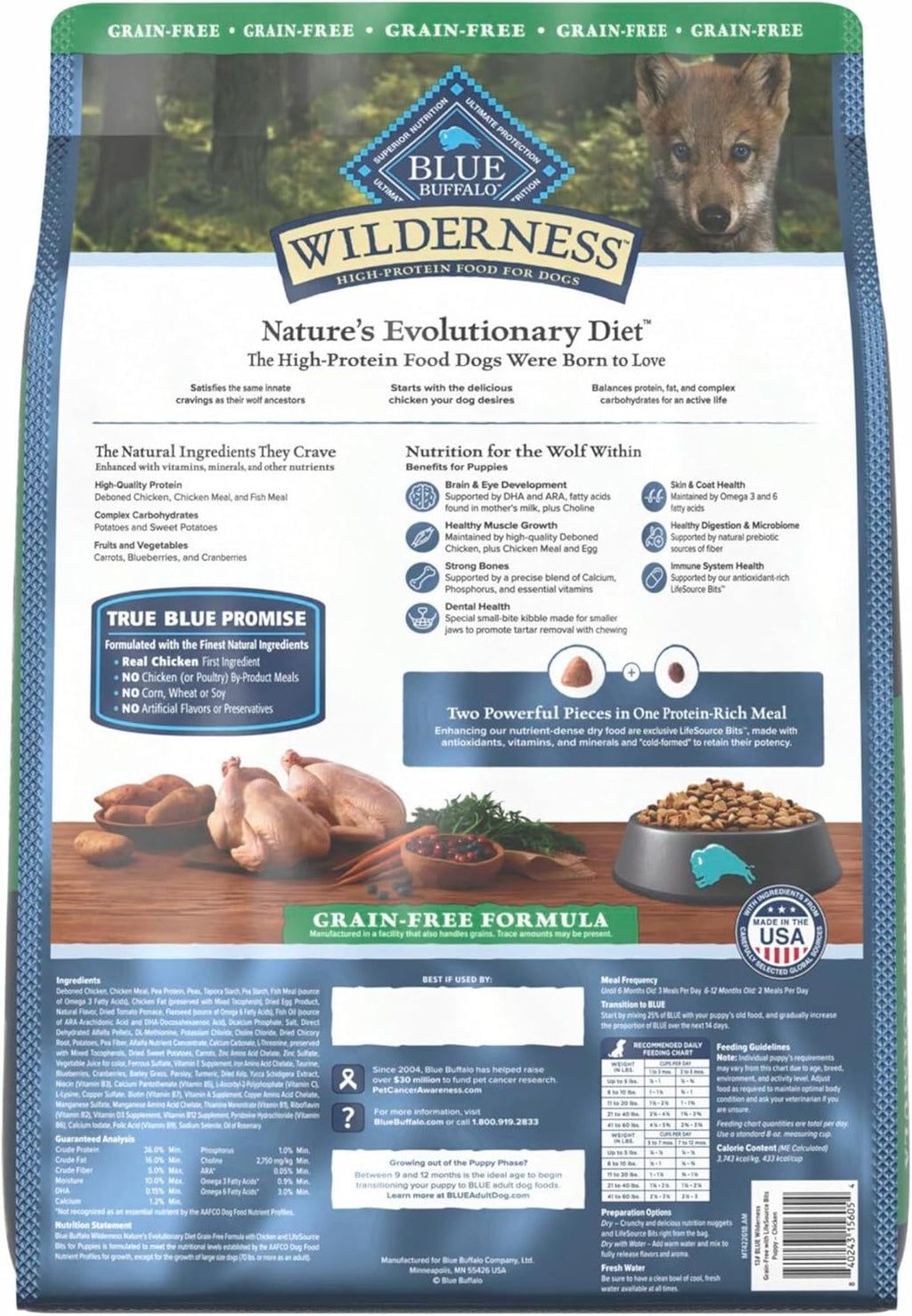 Wilderness Puppy High-Protein Dry Dog Food with Real Chicken, Grain-Free, Made in the USA with Natural Ingredients, Chicken, 13-Lb. Bag