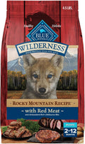 Wilderness Rocky Mountain Recipe High-Protein Dry Puppy Food with DHA, Made in the USA with Natural Ingredients plus Wholesome Grains, Red Meat, 4.5-Lb. Bag