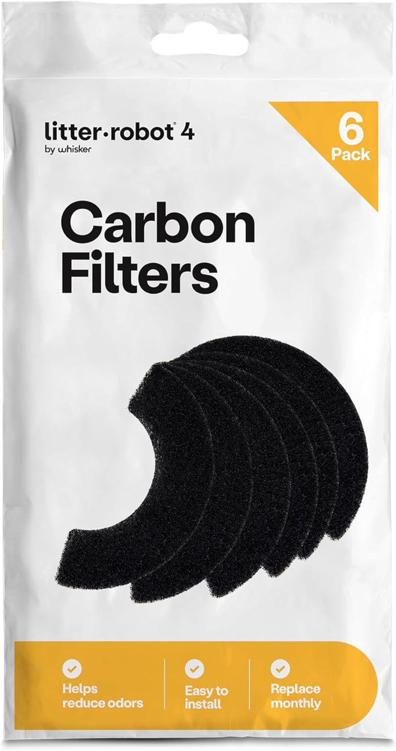 Litter-Robot Carbon Filters by , 6 Pack, Custom Fit Carbon Filter Pads for Litter-Robot, Absorbs and Reduces Litter Box Odors for Cleaner Smelling Home