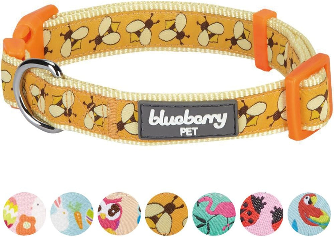 Essentials 10 Patterns Statement Busy Bees Designer Adjustable Dog Collar, Medium, Neck 14.5"-20"