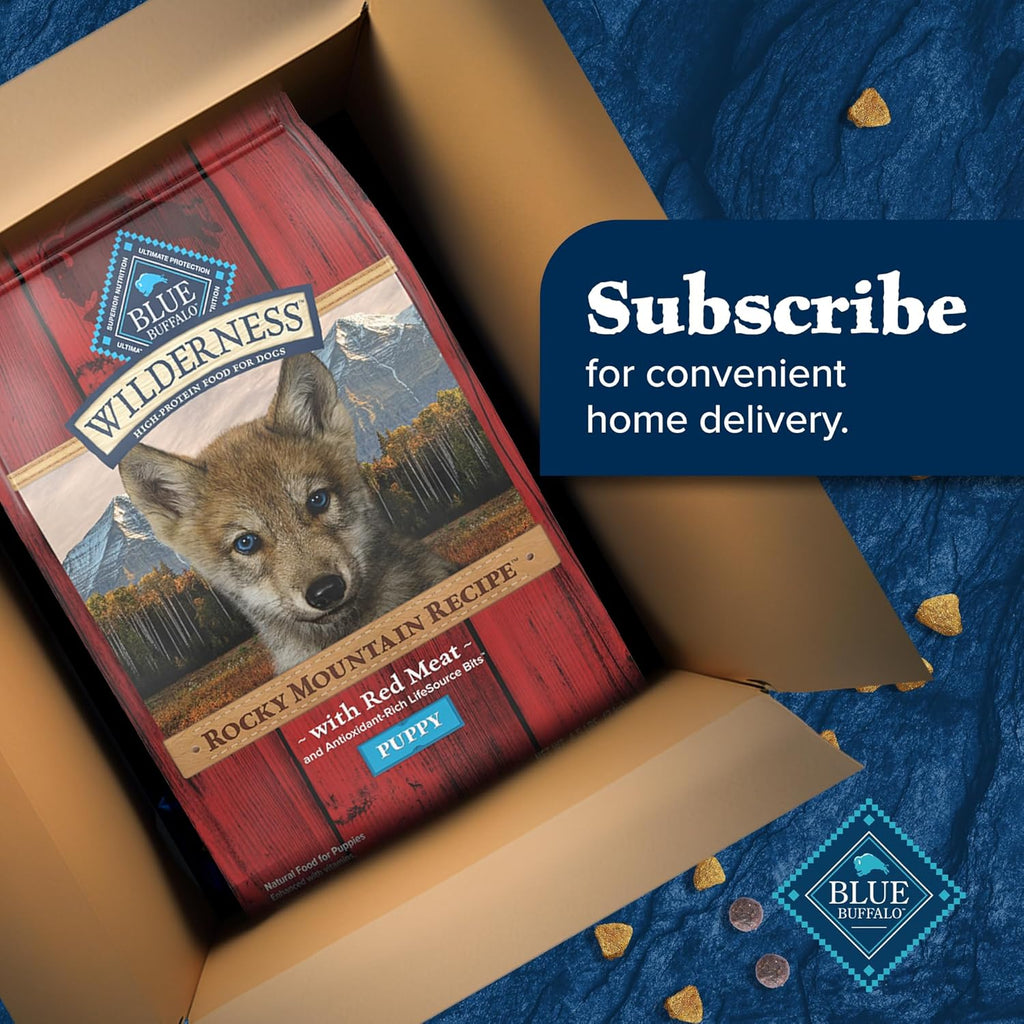 Wilderness Rocky Mountain Recipe High-Protein Dry Puppy Food with DHA, Made in the USA with Natural Ingredients plus Wholesome Grains, Red Meat, 4.5-Lb. Bag