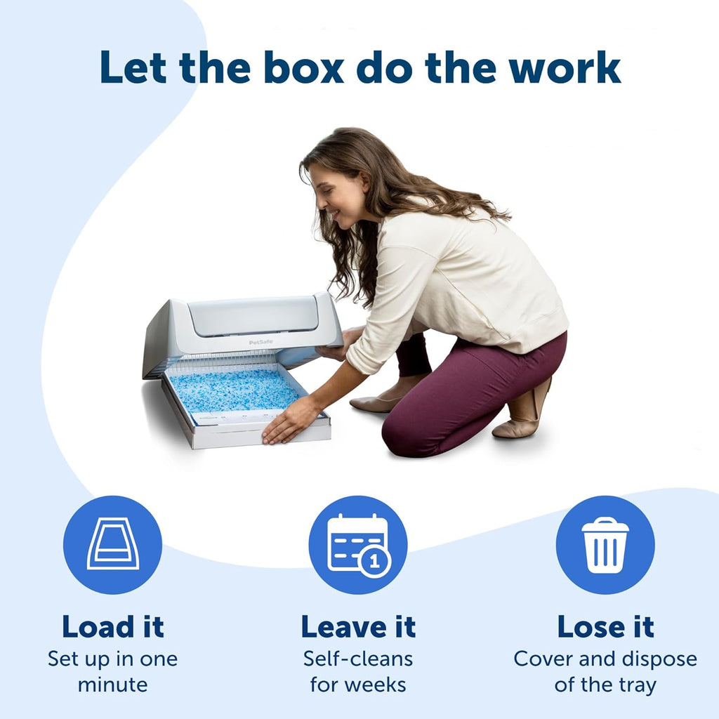 Legacy Scoopfree Crystal Pro Self-Cleaning Automatic Cat Litter Box - Front-Entry Motion-Sensing Cat Box with Integrated Health Counter - Includes 1 Disposable Crystal Litter Tray