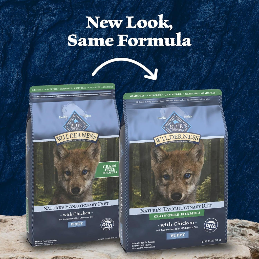 Wilderness Puppy High-Protein Dry Dog Food with Real Chicken, Grain-Free, Made in the USA with Natural Ingredients, Chicken, 13-Lb. Bag