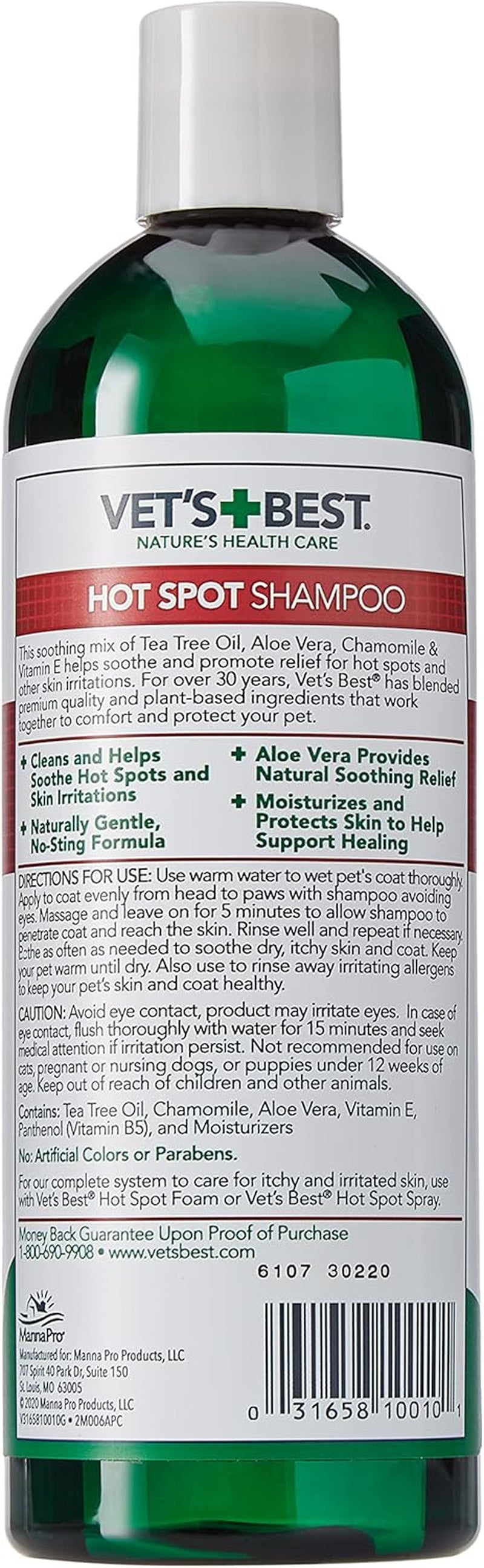 Hot Spot Itch Relief Shampoo for Dogs - Relieves Dog Dry Skin, Rash, Scratching, Licking, Itchy Skin, and Hot Spots - 16 Ounces