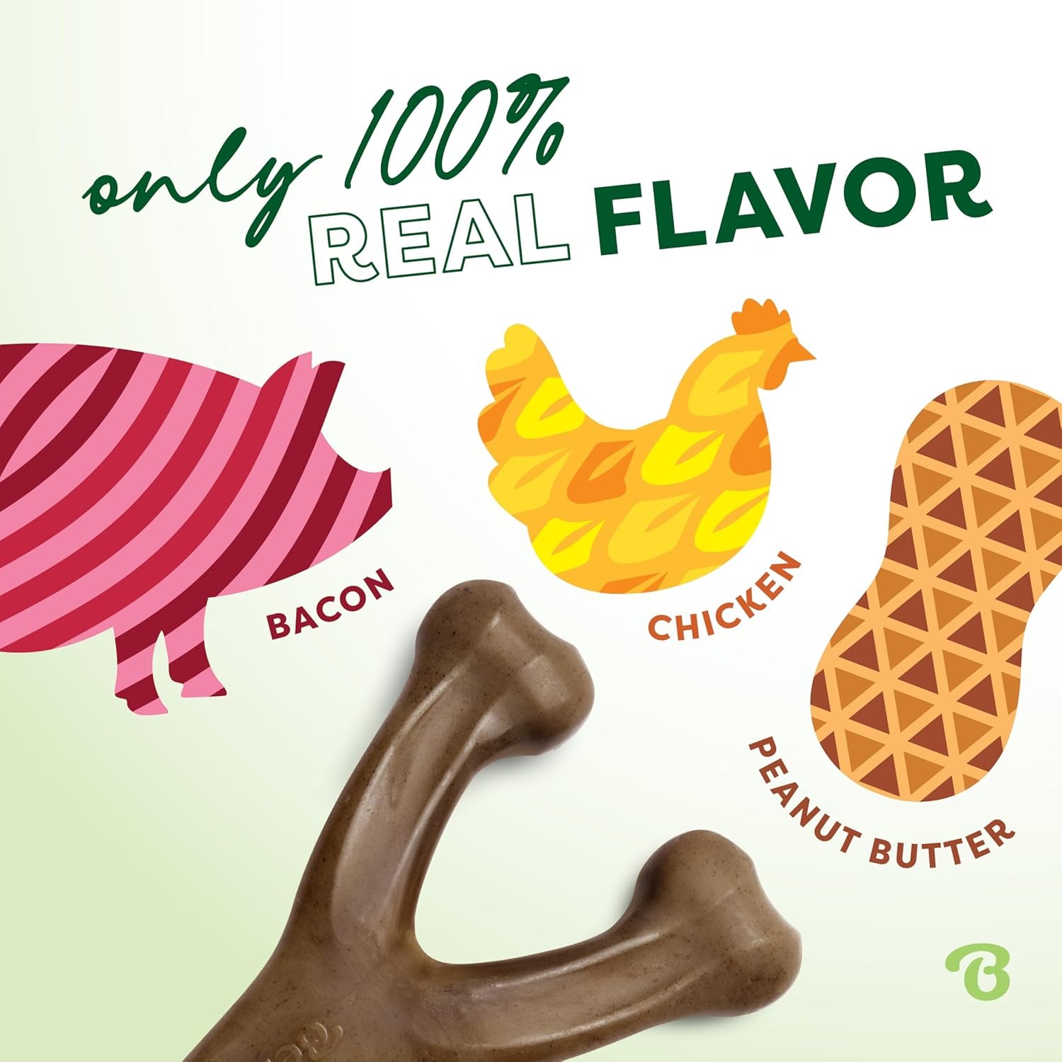 Large 3-Pack, Wishbone Durable Dog Chew Toy for Aggressive Chewers, Real Bacon, Chicken, Peanut Butter, Made in USA, Variety Pack