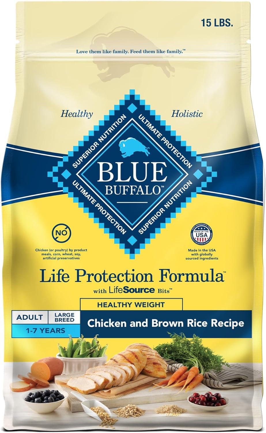 Life Protection Formula Natural Adult Healthy Weight Dry Dog Food, Chicken and Brown Rice 15-Lb