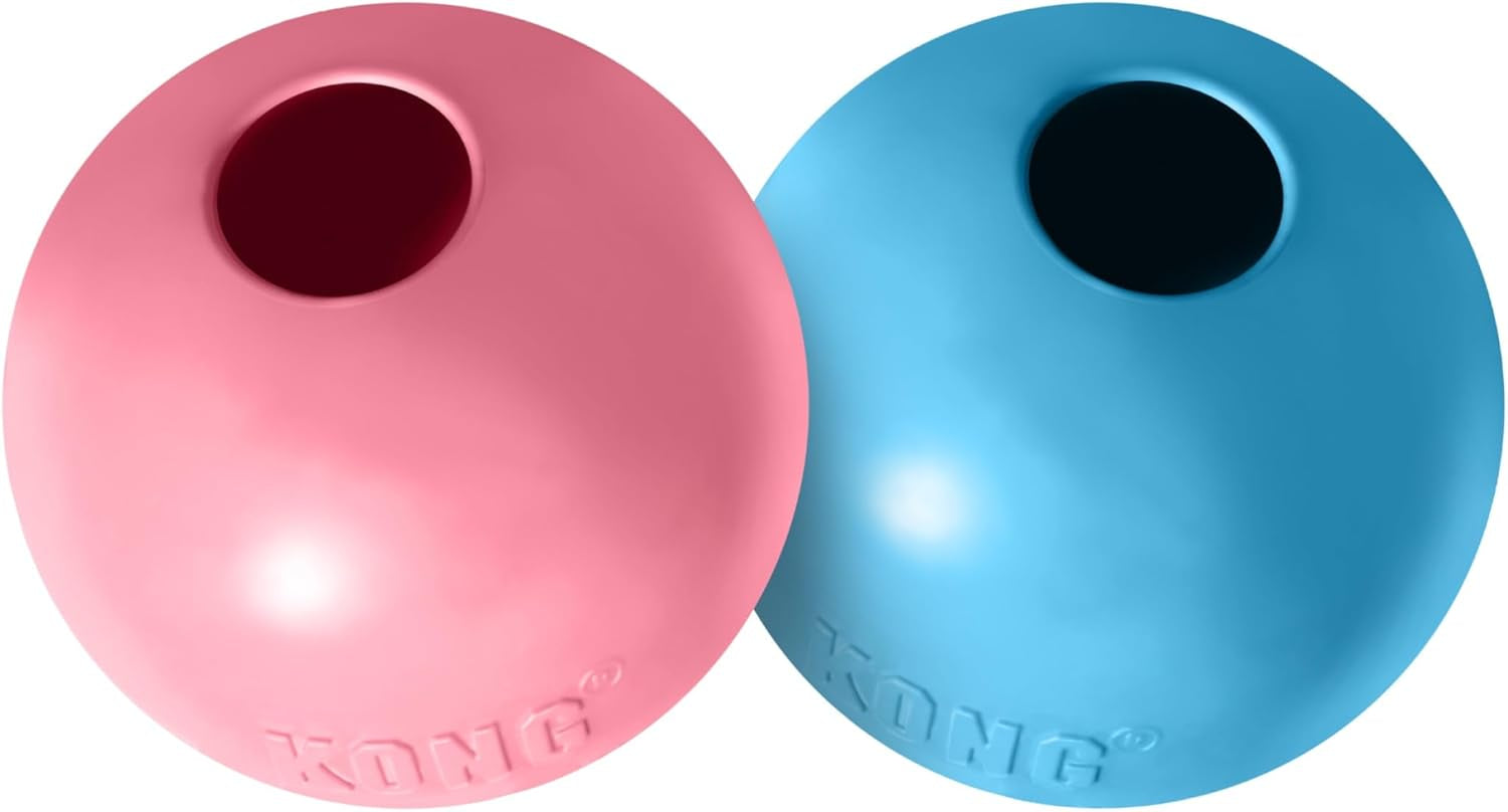 Puppy Ball W/Hole - Soft & Durable Activity Ball for Puppies - Dog Toy Supports Healthy Exercise & Interactive Play - for Natural Teething - for Medium/Large Puppies - Randomly Provided Color