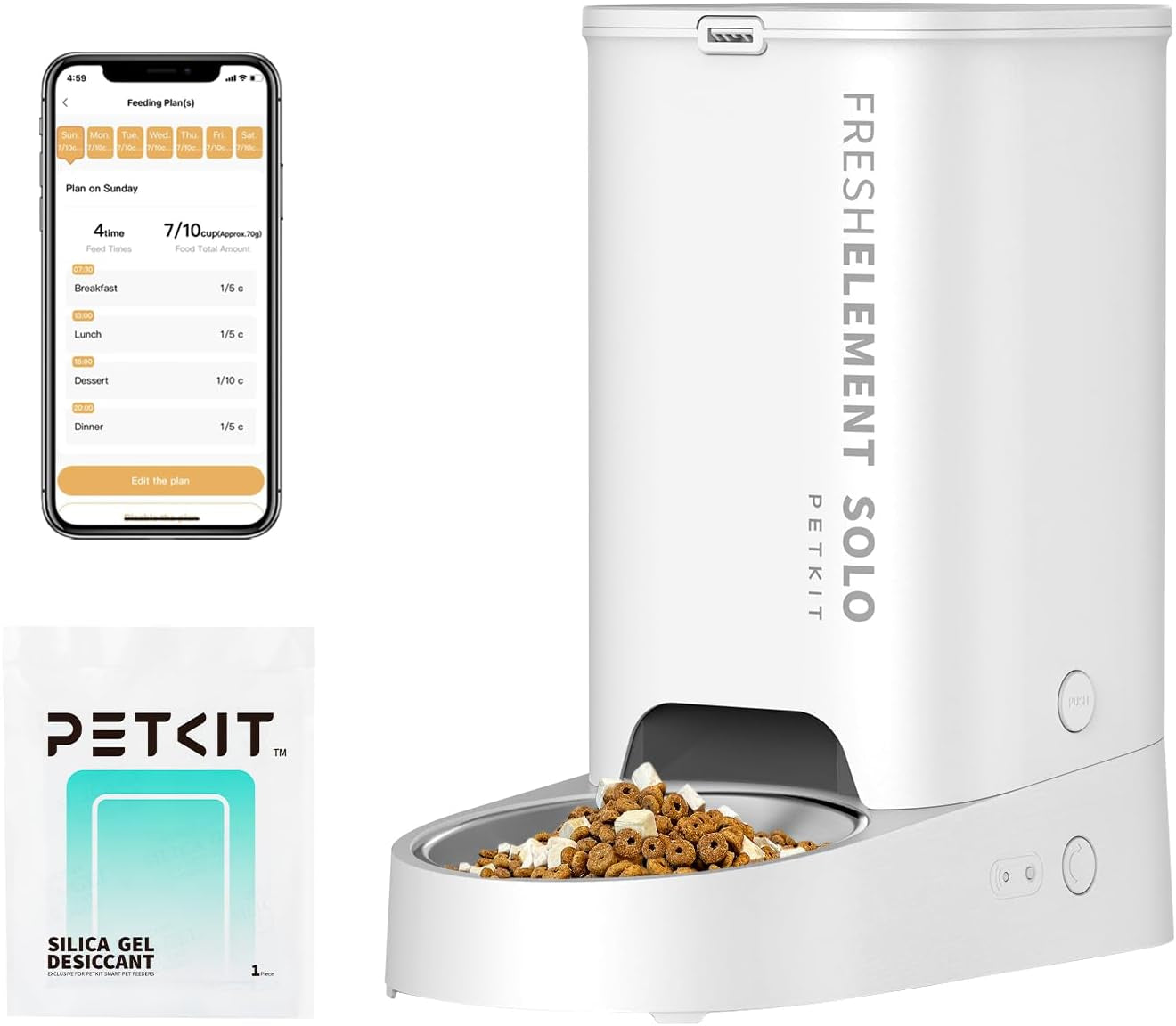 Automatic Cat Feeder, 2.4G Wifi Automatic Dog Feeder, App Control Pet Food Dispenser with Triple Fresh-Lock System, up to 10 Meals per Day, Schedule Feeding, Food Shortage Alert, 3L Capacity