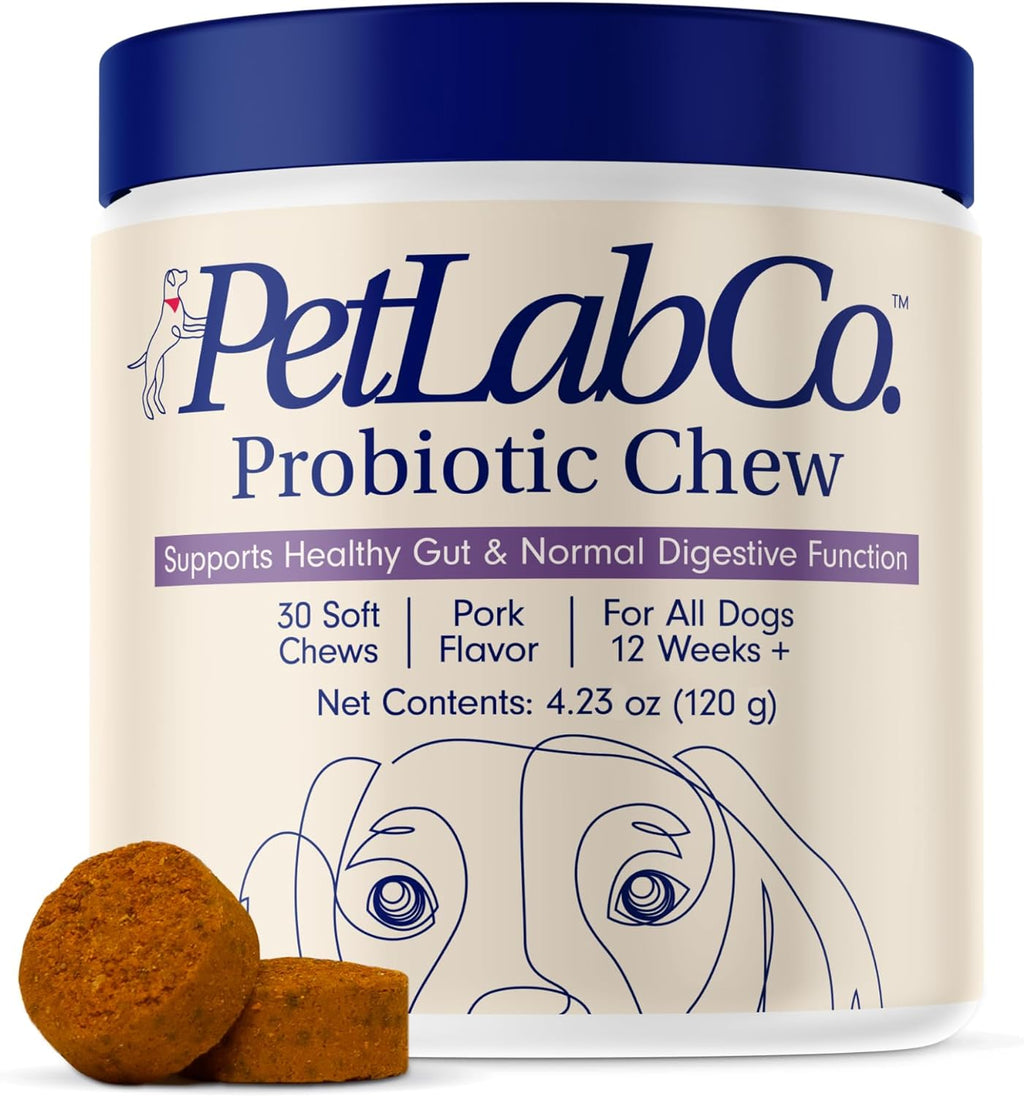 Probiotics for Dogs, Support Gut Health, Occasional Diarrhea, Digestive Health & Seasonal Allergies - Pork Flavor - 30 Soft Chews - Packaging May Vary