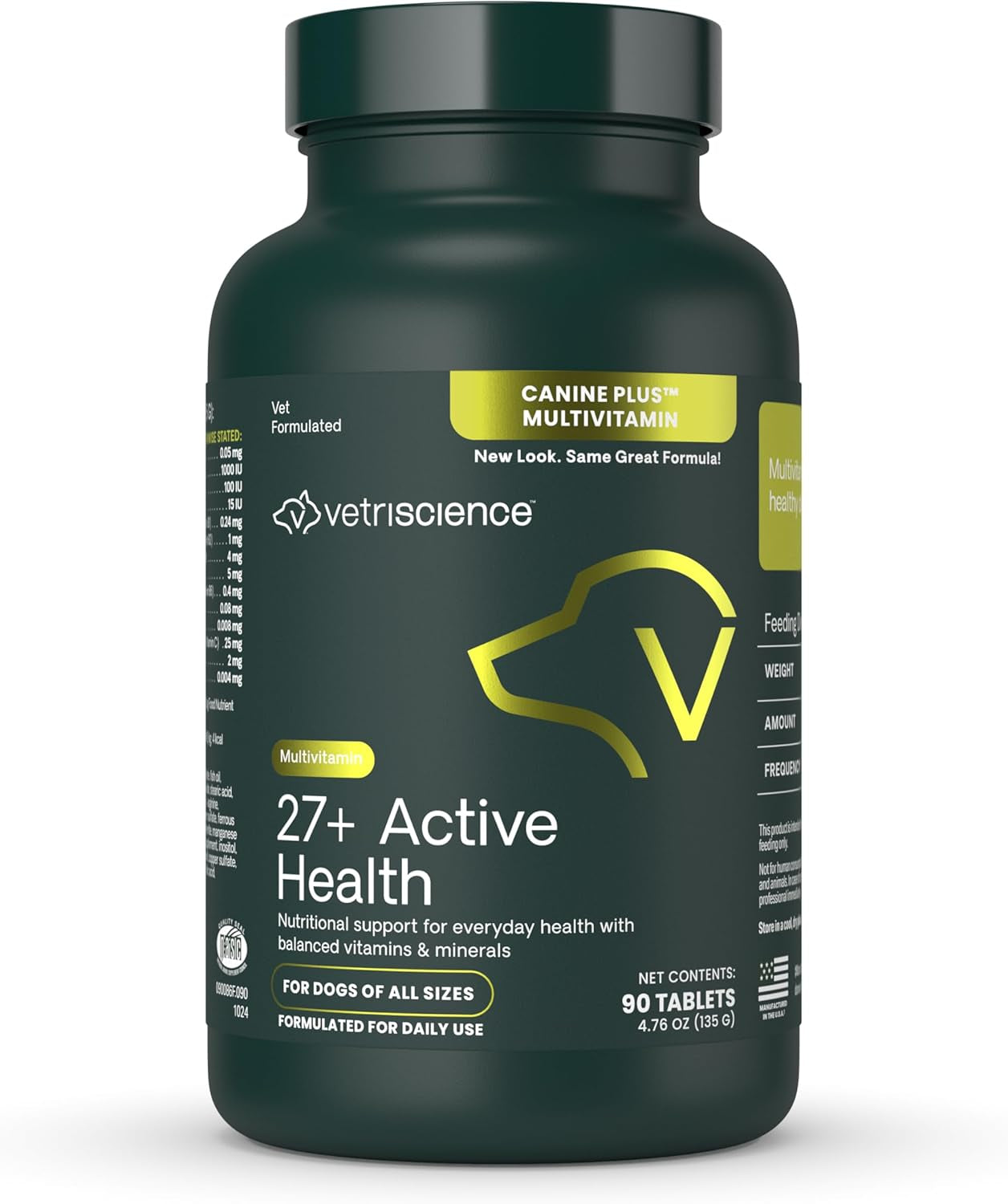 27+ Active Health Multivitamin for Dogs – Vet-Formulated Daily Tablets with Antioxidants, Omega Fatty Acids & B Vitamins,Supports Heart, Brain, Skin, Immune & Joint Health, Duck, 90 Count