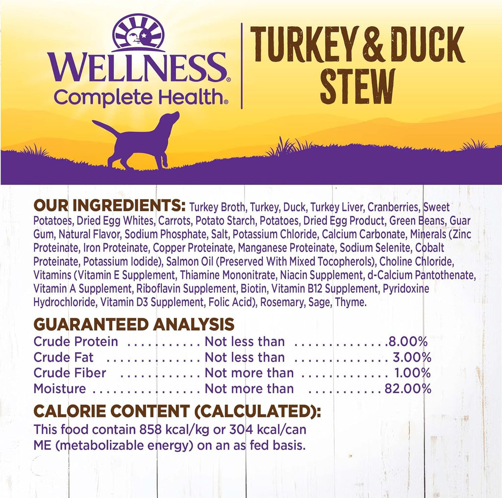 Complete Health Thick & Chunky Natural Grain Free Canned Wet Dog Food, Turkey & Duck Stew, 12.5-Ounce Can (Pack of 12)