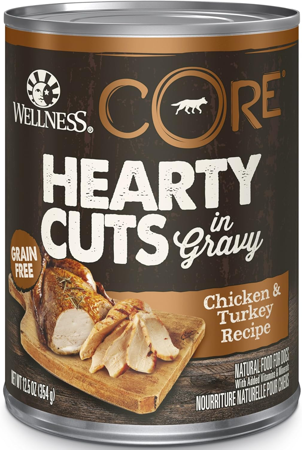 CORE Hearty Cuts Natural Wet Grain Free Canned Dog Food, Chicken & Turkey, 12.5-Ounce Can (Pack of 12)
