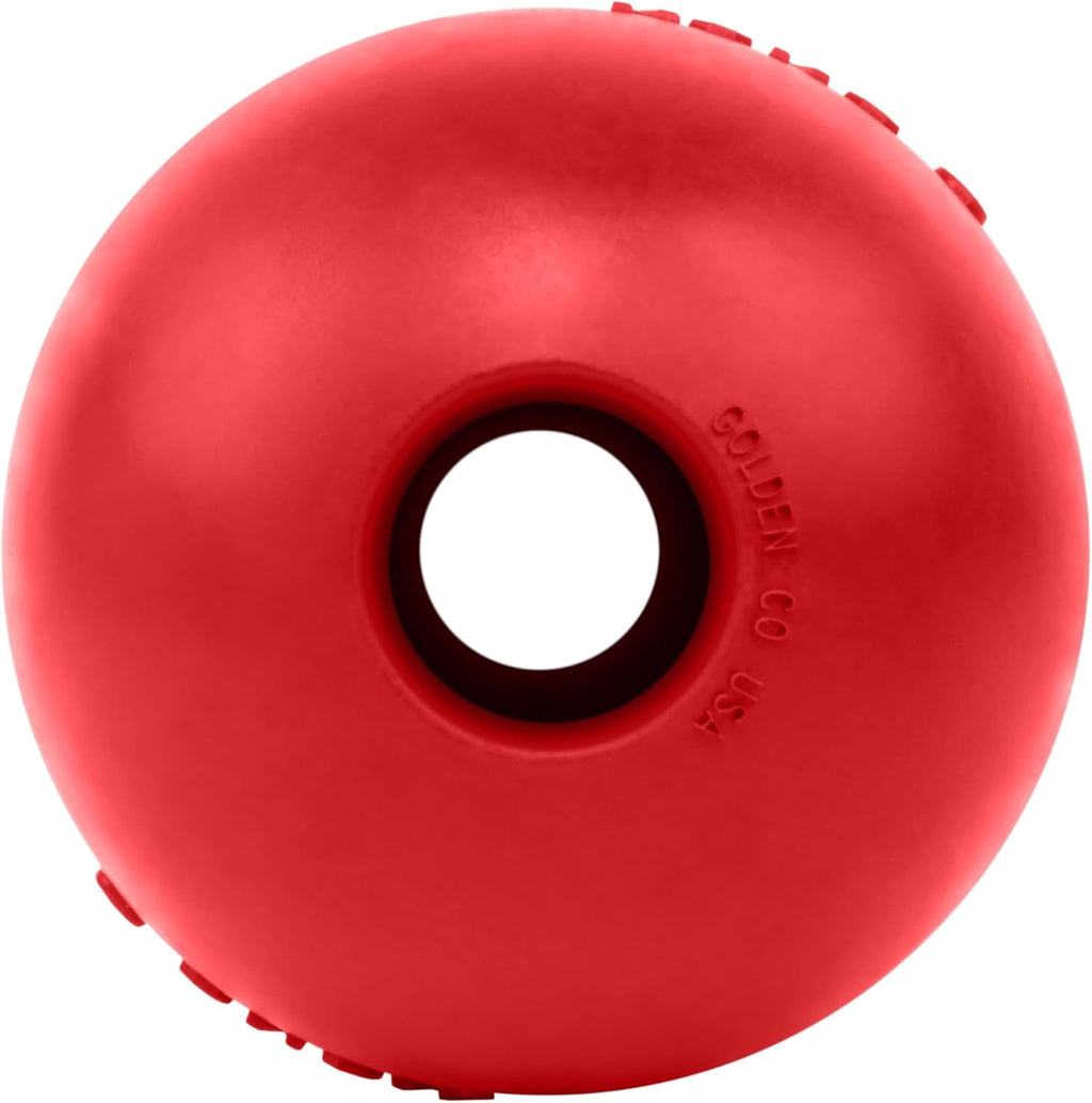 Ball with Hole - Durable Dog Fetch Toy for Training, Interactive Playtime & More - Classic Natural Rubber Ball - Red - for Large/X-Large Dogs