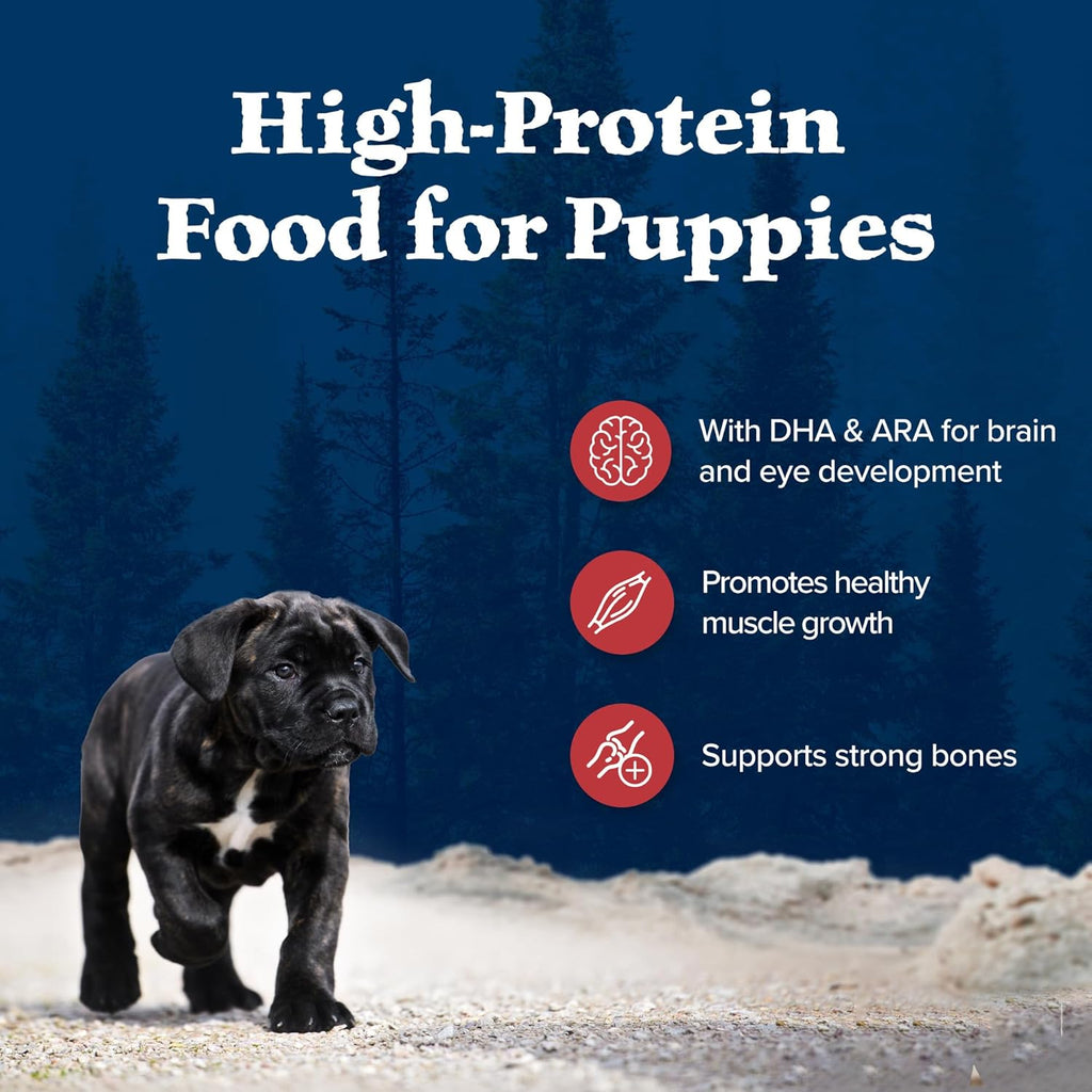 Wilderness Rocky Mountain Recipe High-Protein Dry Puppy Food with DHA, Made in the USA with Natural Ingredients plus Wholesome Grains, Red Meat, 4.5-Lb. Bag