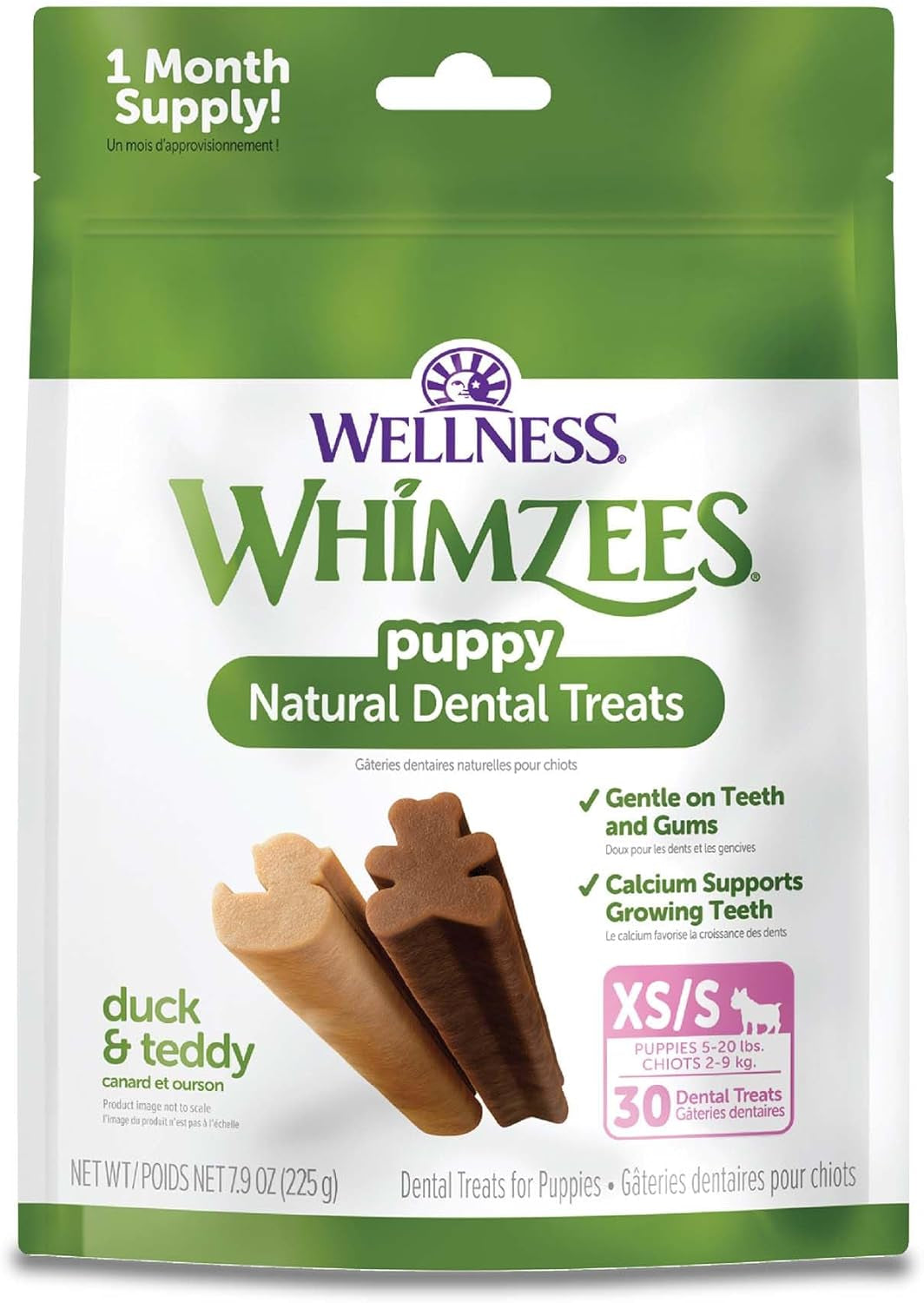 Wellness Puppy Dog Dental Treats, Natural Chews, Extra Small & Small Size Stick, (30 Count)