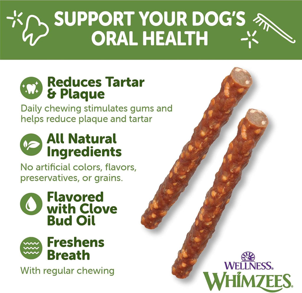 Wellness Veggie Sausage Dog Dental Treats, Natural Chews, Small Size Stick, (28 Count)